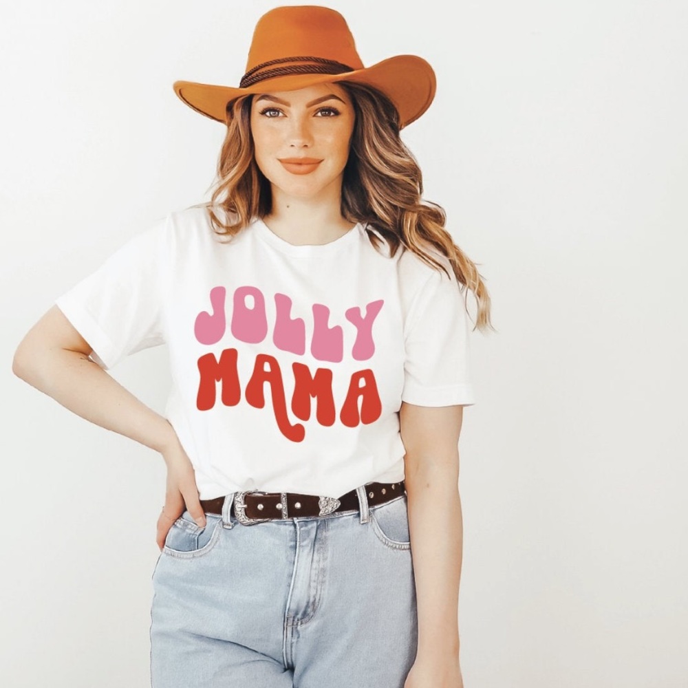 Jolly Mama Christmas Holiday Tee Shirt